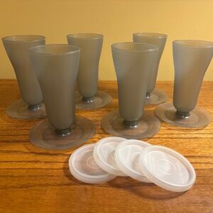 6 Vintage Tupperware Sundae/Parfait Cups (only 4 lids)